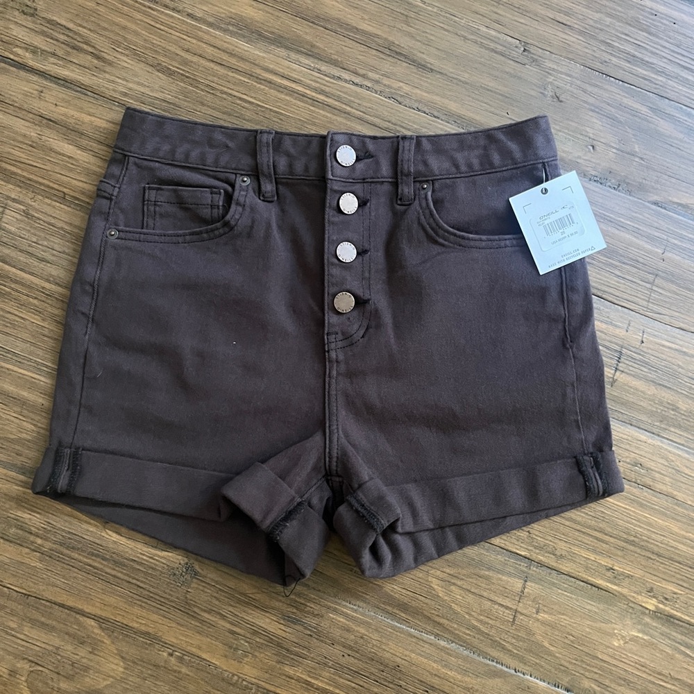 NWT O’Neill brown button up high waisted shorts